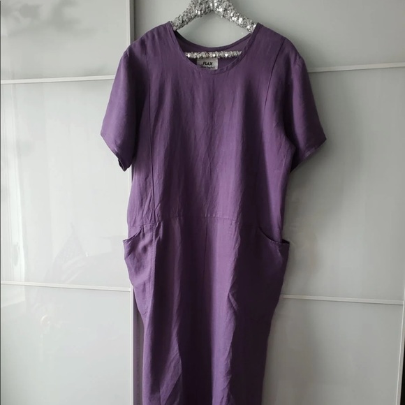 Flax Dresses & Skirts - Flax Midi Purple Linen Dress S 6-8
